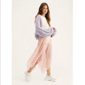 Nwot free people lace half slip SKIRT sheer pink XS